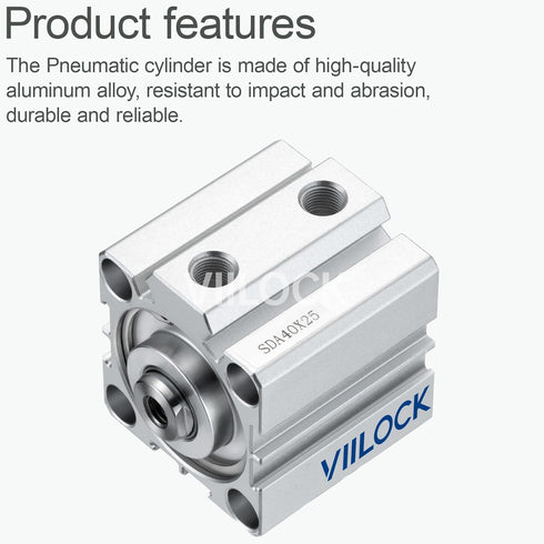Pneumatic Air Cylinder 40mm Bore 25mm Stroke, Thin Air Cylinder Double Action Hydraulic Cylinders SDA 40 X 25...