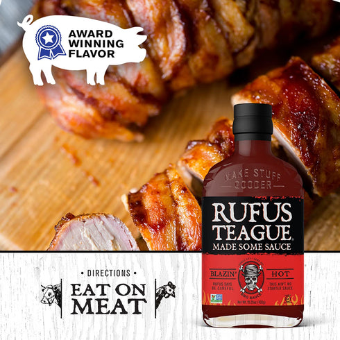 Rufus Teague - Blazin' Hot BBQ Sauce - Premium Barbecue Sauce - 15.25 oz. Bottle...
