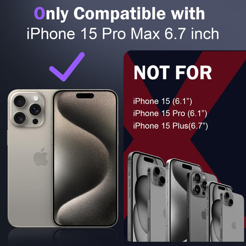 DEERLAMN for iPhone 15 Pro Max Case with Slide Camera Cover+Screen Protector(1 Pack), Rotated Ring Kickstand Military Grade Shockproof Protective ...