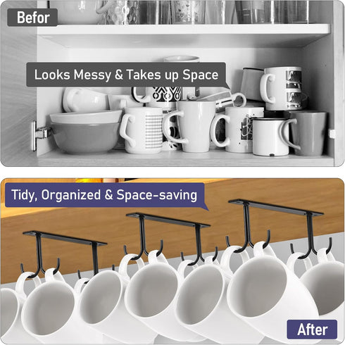 Coffee Cup Holder-Mug Hooks Holder for Cabinet,Cup Organizer for Kitchen Cabinets and Storage Handing Coffee Cup Mug Rack for Kitchen Cabinet Orga...