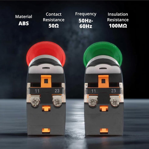 Emergency Push Button Switch, Green&Red Mushroom Head, for Home or Industrial Equipment, Operating Rooms, Distribution Boxes, NO NC, 22mm, Spring ...