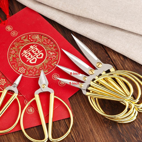 5" All Stainless Steel Sewing Scissors, Sharp Tailor Scissors for Embroidery, Sewing, Craft, DIY Art Work & Daily Use for Home Office School Gold...
