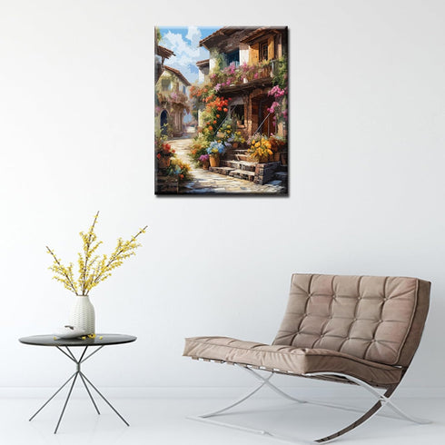 Flowers Town Paint by Numbers for Adults Kids Beginners Italy City Street Flowers DIY Acrylic Painting Gift Kits Drawing Paintings Pictures Arts C...