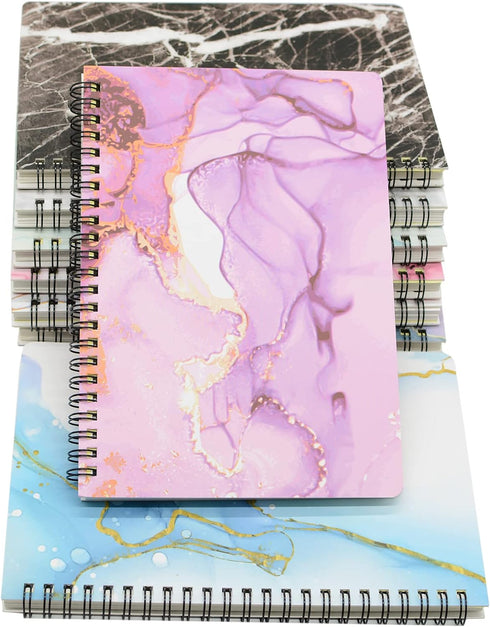 Yansanido Spiral Notebook, 8 Pcs A5 Marble Design Thick Hardcover 7mm College Ruled 80 Sheets -160 Pages Journals for Study and Notes (8 Style A5)...