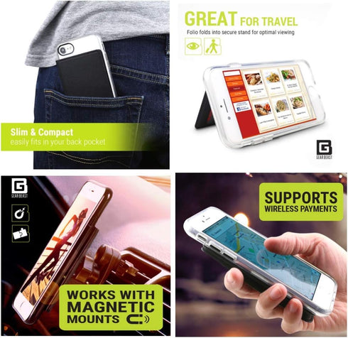 Cell Phone Wallet for Back of Phone, Stick On Wallet Credit Card ID Holder with RFID Protection Compatible with iPhone, Galaxy & Most Smartphones ...