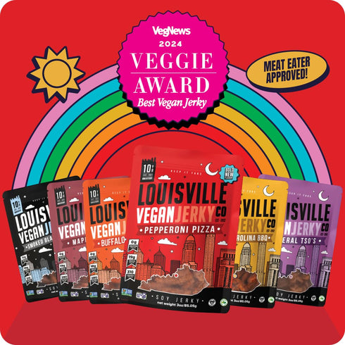 Louisville Vegan Jerky – Pepperoni Pizza Vegan and Vegetarian Friendly Meat - Lip-Smacking Jerky - Gluten-Free High Protein Vegan Snacks 19 grams ...