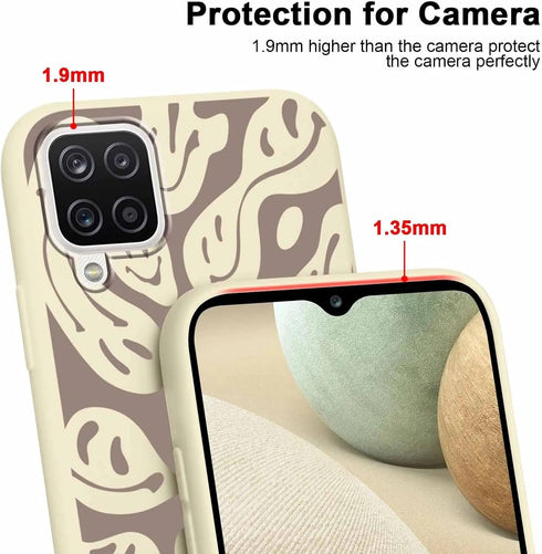 2 Pack Happy Smiley Face for Samsung Galaxy A12 4G 6.5 Inch Phone Case,Aesthetic Cute Smile Design Cases Soft Silicone Slim TPU Shockproof Protect...