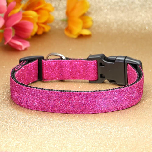 Glittering Basic Dog Collar, Comfy & Durable Dog Collar for Small Medium Large Dogs with Eco-Friendly Plastic Buckle, Adjustable Stylish Nylon Dog...