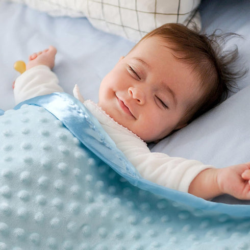 Pro Goleem Baby Soft Minky Dot Blanket with Silky Satin Backing Baby Gifts for Girls and Boys (Blue, 30’’ x 40’’)...