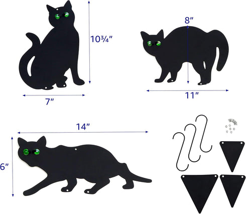 Pet Fit For Life Decorative Black Metal Cats for Outdoor Garden and Yard - Iron Silhouettes with Reflective Green Eyes - Set of 3 with Stakes and ...