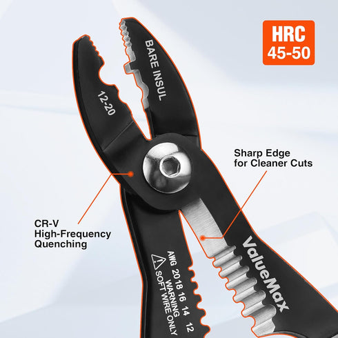 Valuemax 4-in-1 Wire Stripper Tool, Wire Stripper, Wire Cutters, Wire Crimping Tool, Multifuntional Electrician Pliers for Clamping, Stripping, Cu...