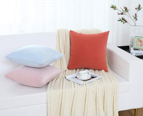 Jeneoo Set of 2 Comfy Soft Velvet Throw Pillow Covers for Sofa Couch Decorative Solid Square Cushion Cases for Bedroom Car (18 x 18 Inches, Sage G...