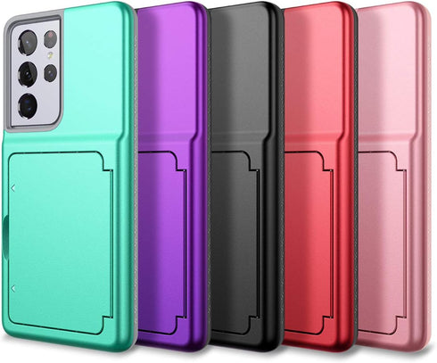 WeLoveCase for Samsung Galaxy S21 Ultra Wallet Case with Credit Card Holder & Hidden Mirror, Defender Protective Shockproof Heavy Duty Phone Cover...