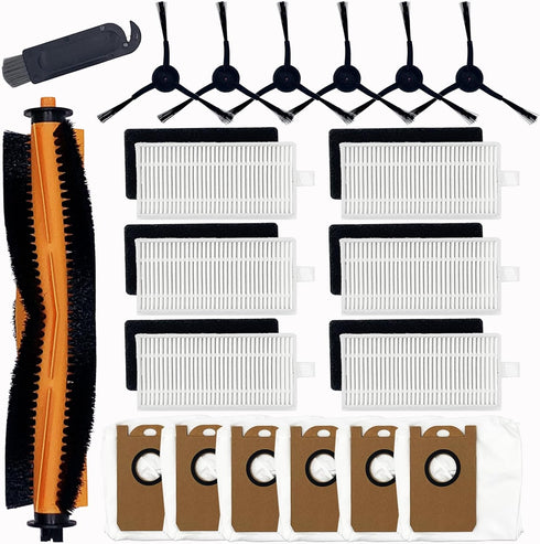 20 Pack Accessories Kit For ionvac SmartClean V4 Robovac Robotic Vacuum Cleaner Replacement Parts, 1 Main Roller Brush, 6 Side Brushes, 6 Hepa Fil...
