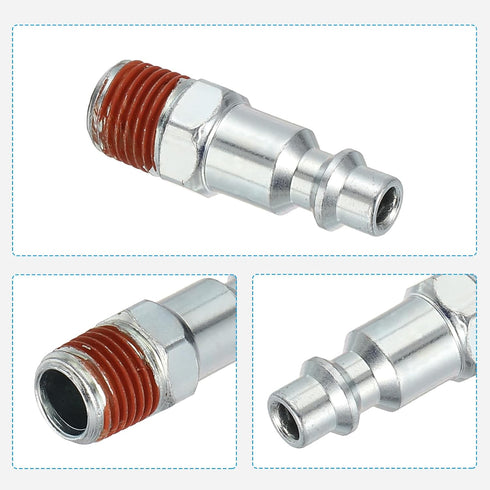 PATIKIL 1/4" Male Industrial Air Plug, 6Pcs Pneumatic Plugs for Automotive Industry Air Compressors Mechanical Engineering, Silver...