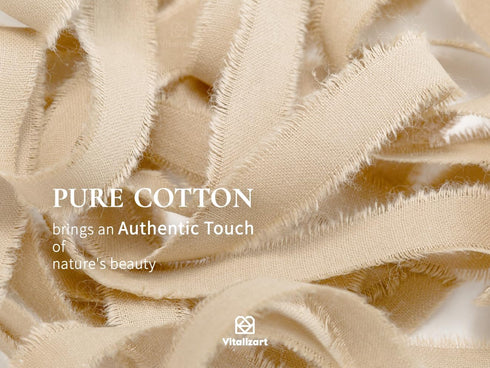 Vitalizart 3 Rolls Handmade Fringe Natural Cotton Ribbon 5/8" x 21Yd Light Nude Eco-Friendly Ribbons for Wedding Invites Bridal Bouquets Gift Wrap...