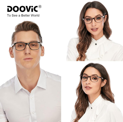 DOOViC Reading Glasses Set of 2 Blue Light Blocking Black/Tortoise Spring Hinge Quality Readers for Men and Women Anti Eyestrain 2.00 Strength...