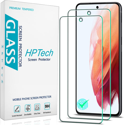 HPTech (2 Pack) Designed for Samsung Galaxy S21 FE 5G Tempered Glass Screen Protector, Support Fingerprint Reader, Anti Scratch, Bubble Free......