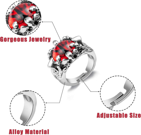 PANTIDE 16Pcs Vintage Silver Punk Rings Set for Men Women, Gothic Alloy Biker Adjustable Rings, Halloween Skeleton Skull Evil Eye Dragon Claw Octo...
