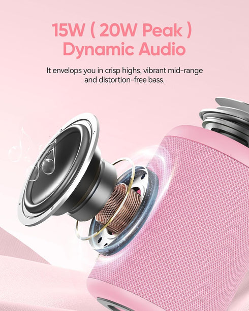 Portable Bluetooth Speaker with Lights,Powerful Crystal Clear Sound,IPX5 Waterproof,All Day Playtime,AUX&TF-Card Input,Bluetooth 5.3,TWS Paring,Sm...