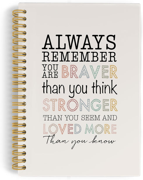 Inspirational Spiral Notebook, Motivational Journal Gifts 5.5"x8.3" 164pages Lined Journal Notebooks College Ruled, Always Remember You are Braver...