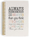 Inspirational Spiral Notebook, Motivational Journal Gifts 5.5"x8.3" 164pages Lined Journal Notebooks College Ruled, Always Remember You are Braver...