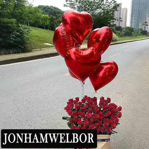 Jonhamwelbor 20Pcs 18 inch Red Foil Mylar Heart Shape Balloons Decorations Valentines Birthday Wedding Baby Shower Party (Red)...