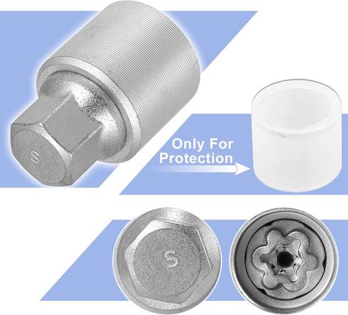 X AUTOHAUX S Type S Car Wheel Lock Lug Nut Anti Theft Lug Nut Screw Removal Socket Key Wheel Lock Key Replacement for Audi A4L A5 A6L Q2L Q3 Q5 Q7...