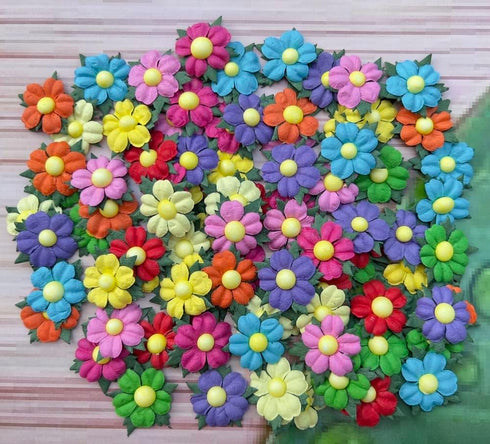 Handmade 100 Pcs Lovely Mulberry Paper Flowers 30x30mm Scrapbooking Wedding DIY Craft Supplies Card Paper Flowers Craft Projects (10 Colors)...