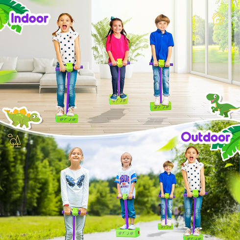 Jumping Helps Grow Taller, Dinosaur Toys for 3-8 Year Old Boys, Foam Pogo Jumper for Kids Pogo Stick for Kids, Outdoor Toys Birthday Party Gifts C...