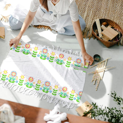 FINGERINSPIRE Flower Border Stencil 11.7x8.3 inch Reusable Floral Pattern Wall Stencil DIY Spring Floral Painting Template Abstract Folk Flowers S...