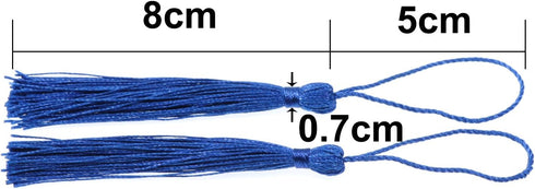 VAPKER 100 Pieces Blue Tassels 13cm/5-Inch Silky Handmade Soft Tassels Floss Bookmark Tassels with 2-Inch Cord Loop for Jewelry Making, DIY Projec...