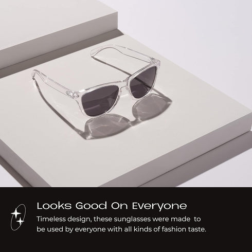 Readerest Polarized Sunglasses, Premium Square Sunglasses with Clear Frame and Black Shades, Full UV 400 Protection for Men and Women...