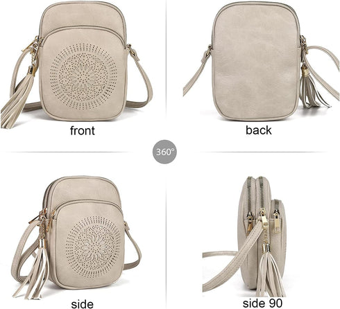 Triple Zip Crossbody Bags for Women Small Cute Travel Purse and Boho Cross Body Wallet for Cell Phone, Vegan Leather...