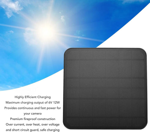 12W Solar Panel Charger for Security Camera, IP65 Waterproof Outdoor Solar Panel Charger Power Banks with Bracket for Arlo Pro 3 Pro 4 Ultra 2 2, ...