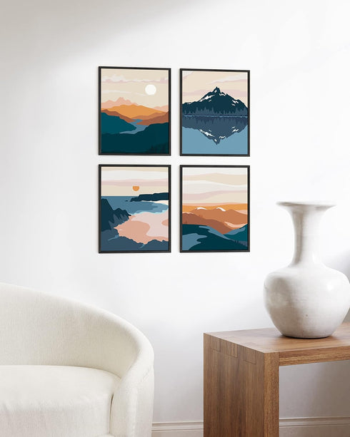 HAUS AND HUES Nature Wall Art - Mountain Landscape, Geometric Abstract, Adventure Decor...