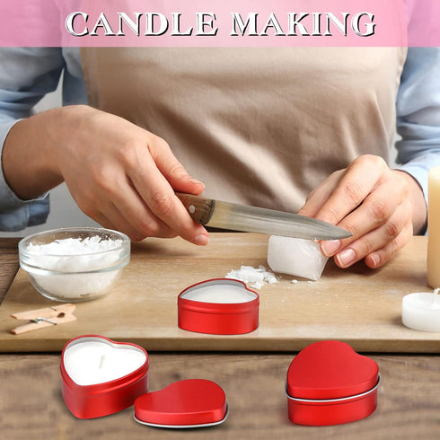Vesici 12 Pack 2 oz Heart Shaped Metal Tins with Lids Empty Candle Jars Candle Containers Cans for Making Candles Heart Box for Mother's Day Candi...