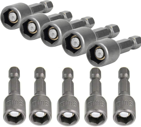 5/16'' Nut Driver Bit, Hex Magnetic Power 8mm 5/16 IN Socket Adapter Magnetic Nut Setter Driver Drill Bit 1/4 inch Hex for Power Tools -10PCS...