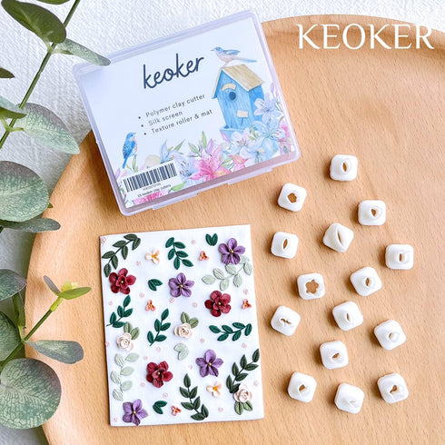 Keoker Mini Polymer Clay Cutters - 15 Shapes Mini Flower Polymer Clay Cutters for Earrings Making, Leaf Clay Earring Cutter Set, Clay Cutters for ...