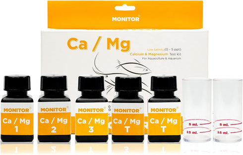 Monitor Calcium/Magnesium Low Salinity (0-5 PPT) Test KIT (120 Tests) - Monitor Aquarium and aquaculture Water Quality...