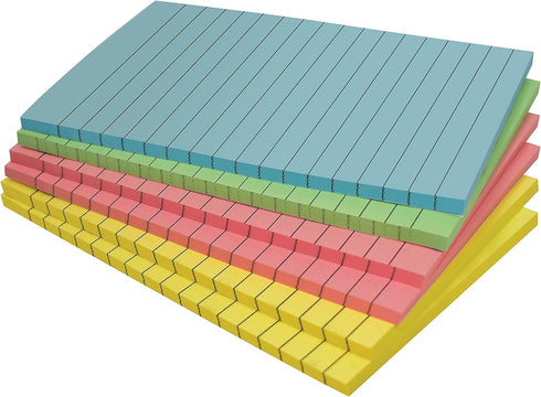 Better Office Products Lined Sticky Notes, 4 x 6, 6 Pack, 300 Sheets (50/Pad), Self Stick Notes with Lines, 4 Assorted Pastel Colors, Post Memos, ...