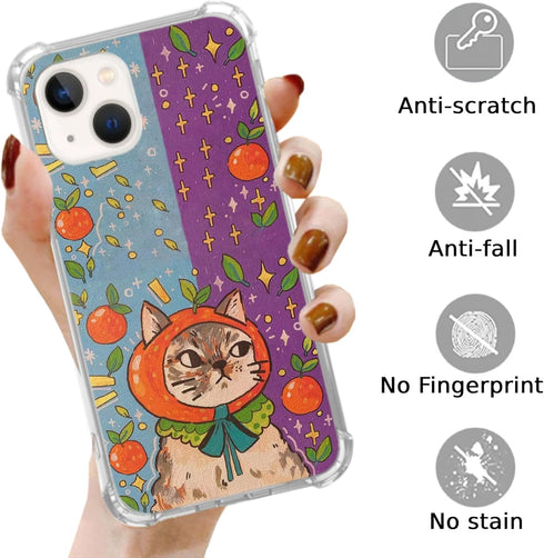 Cute Cat Painting Art Case Compatible with iPhone 15 Plus, Cool Cat Aesthetic Case for iPhone 15 Plus for Teens Men and Women, Cool Trendy TPU Bum...