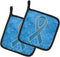 Caroline's Treasures AN1206PTHD Blue Ribbon for Prostate Cancer Awareness Pair of Pot Holders Kitchen Heat Resistant Pot Holders Sets Oven Hot Pad...