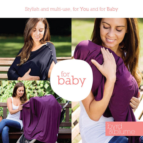 Byrd & Blume Maternity Nursing Cover Breathable Lightweight Breastfeeding Cover Wrap Shawl Scarf Poncho Full 360 (Navy, One size)...