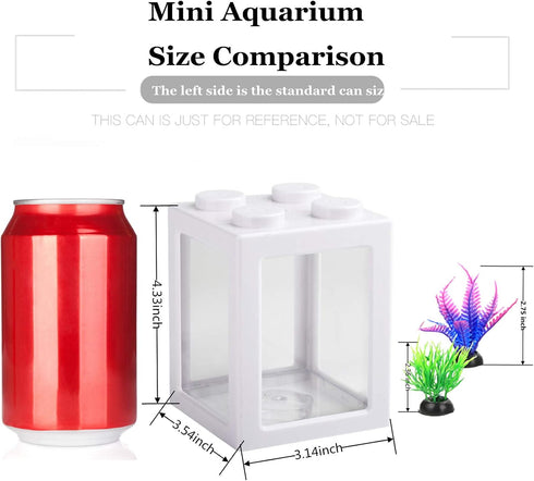 Small Fish Tank, Mini Betta Fish Tank Stackable Cube Tank with Fish Tank Decor, Ant Feeding Case Mini Reptile Row Box (White)...