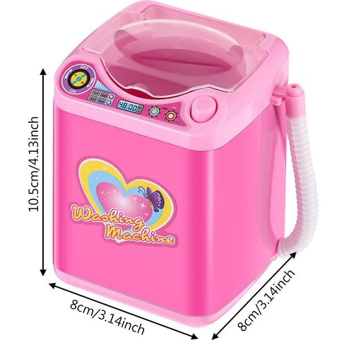 Mini Toy Washing Machine Makeup Brush Cleaner Plastic Electric Automatic Washing Machine Sponge Cleaning Toy for Girls Ladies...