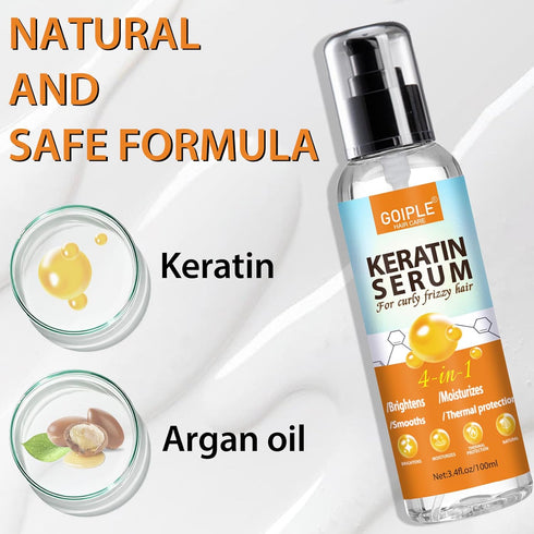 Keratin Protein Hair Serum for Frizzy Hair - Keratin Hair Serum Nourishes & Repair Hair with Castor Oil for Dry Damaged Hair - Keratin Hair Treatm...