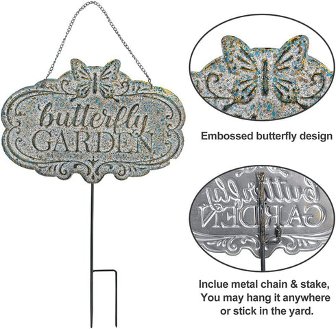 All Chic Garden Stakes Decorative Butterfly Garden Stake Garden Signs Decorative Outdoor Outdoor Garden Signs Metal Wall Sign Yard Sign Stakes(Inc...