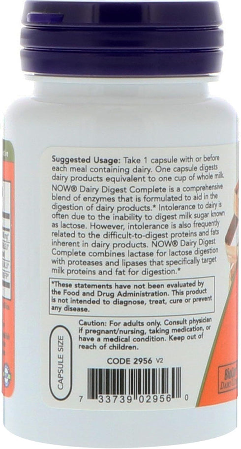 NOW Dairy Digest Complete,90 Veg Capsules...