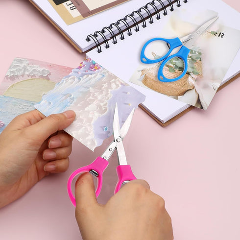 3 PCS Small Folding Scissors Portable Paper Cutter Scissors Fabric Keychain Scissors Stainless Steel Travel Scissors Safety Retractable Glasses-Sh...